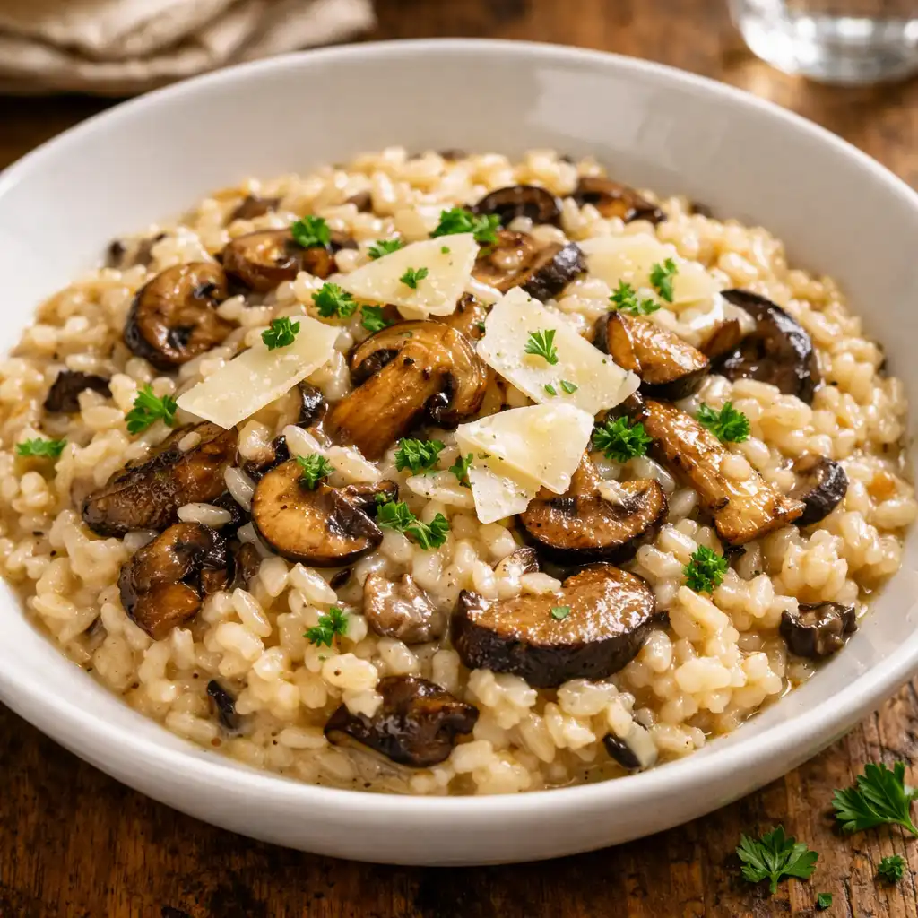Wild mushroom risotto with truffle oil and parmesan